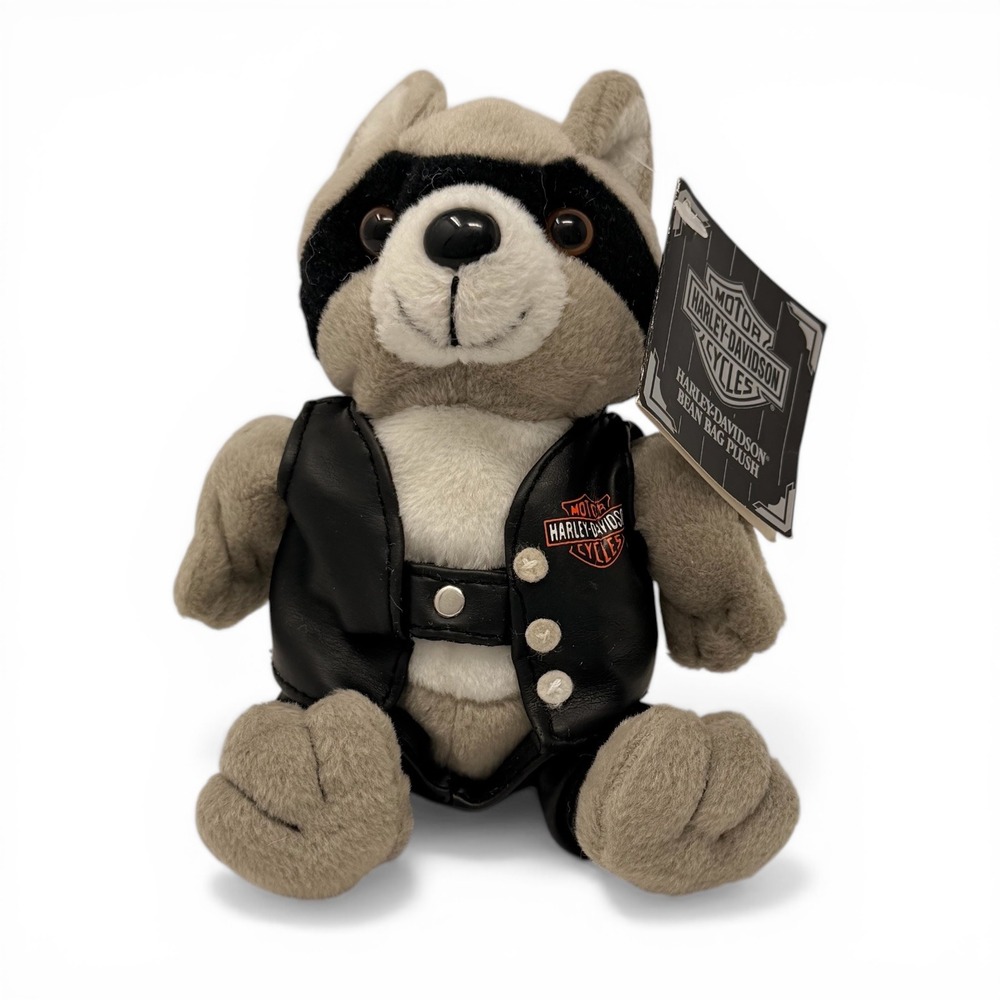1999 harley davidson collectibles racer‎ raccoon plush toy official licensed 6"